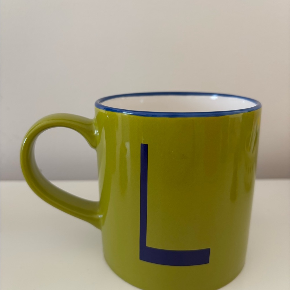 Green Ceramic Mug with Blue Rim